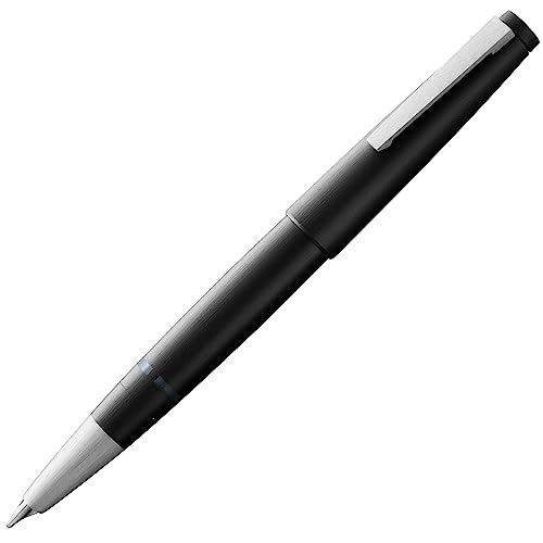 Lamy 2000 black Füller – edler Füllfederhalter im robusten Gehäuse aus Polycarbonat – 14 kt. Goldfeder, partiell platiniert & in Strichbreite B von Lamy