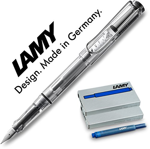 Lamy FH15151 -Füllfederhalter Vista, Feder: F,Modell 012, transparent + Nachfüllset (10 Patronen blau) von Lamy