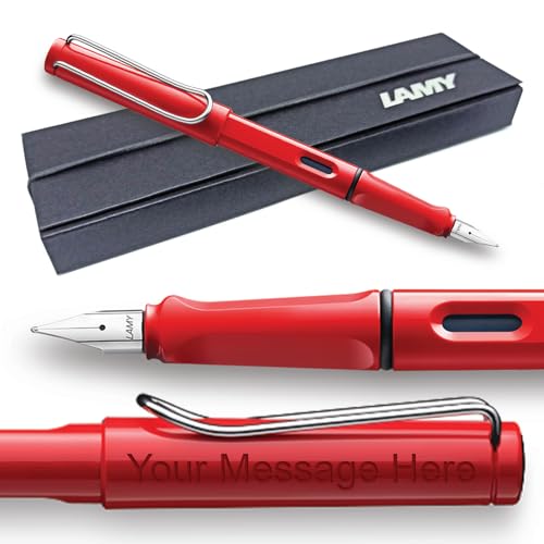 Lamy Füllfederhalter mit Gravur, Safari-Rot, tolles Geschenk für Schule oder Heimbüro (breite Spitze) von Lamy