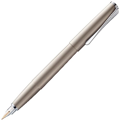 Lamy studio Palladium Füller – universeller Füllfederhalter in elegantem Gehäuse aus Ganzmetall – 14 kt. Goldfeder, partiell platiniert & in Strichbreite EF – inkl. Tintenpatrone T 10 blau von Lamy