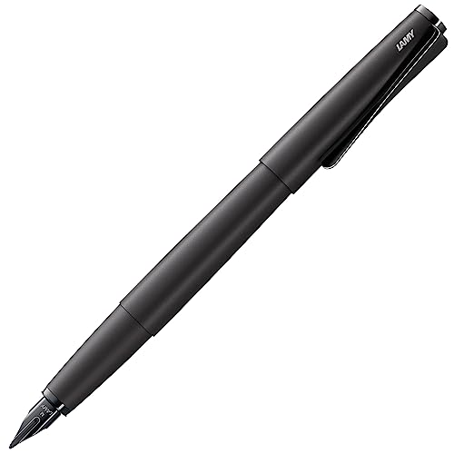 Lamy studio lx-all-black Füller – universeller Füllfederhalter in elegantem Gehäuse aus Ganzmetall – mit propellerförmigem Clip & Stahlfeder in Strichbreite B – inkl. Tintenpatrone T 10 blau von Lamy