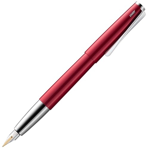 Lamy studio pianored Füller – universeller Füllfederhalter in elegantem Gehäuse aus Ganzmetall – 14 kt. Goldfeder, partiell platiniert & in Strichbreite B – inkl. Tintenpatrone T 10 blau von Lamy