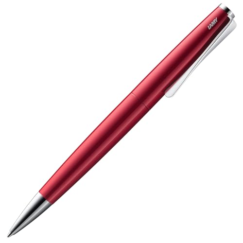 Lamy studio pianored Kugelschreiber – universeller Kuli in elegantem Gehäuse aus Edelstahl – mit propellerförmigem Clip – inkl. Großraummine M 16 in Stichbreite M in schwarz von Lamy