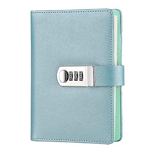 NectaRoy Lock Journal abschließbar nachfüllbar Tagebuch PU Leder Einband Schreiben Notebook Planer Organizer mit Zahlenschloss, Reisetagebuch mit Schloss, Notizblock mit Stifthalter, Größe 185x135 mm von LanSun