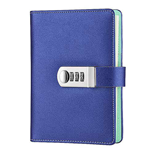 NectaRoy Lock Journal abschließbar nachfüllbar Tagebuch PU Leder Einband Schreiben Notebook Planer Organizer mit Zahlenschloss, Reisetagebuch mit Schloss, Notizblock mit Stifthalter, Größe 185x135 mm von LanSun