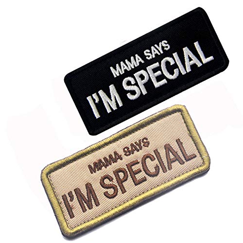 LanXin 2 Stücke Mama Says I'm Special Stickerei Patch militärische Moral Patch Taktische Emblem Abzeichen Applikationen Gestickte Aufnäher - Haken und Schleife Verschlüsse Patches Sichern von LanXin