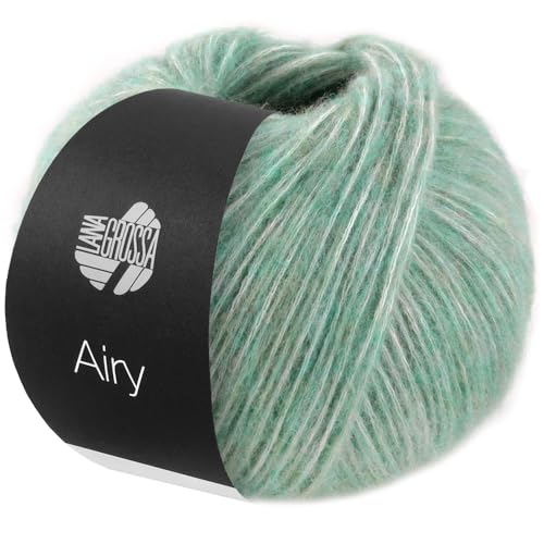 LANA GROSSA Airy | Flauschige Netzgarnstruktur aus 40% Baumwolle gefüllt mit 18% Merino- und 42% Baby Alpaka Fasern | Handstrickgarn | 50g Wolle zum Stricken & Häkeln | 170m Garn von Lana Grossa