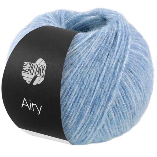 LANA GROSSA Airy | Flauschige Netzgarnstruktur aus 40% Baumwolle gefüllt mit 18% Merino- und 42% Baby Alpaka Fasern | Handstrickgarn | 50g Wolle zum Stricken & Häkeln | 170m Garn von Lana Grossa