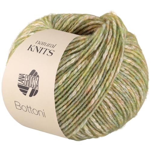 LANA GROSSA Bottoni | Baumwoll-Viskosegemisch mit Merinofasern | Handstrickgarn aus 53% Baumwolle, 24% Viskose & 23% Schurwolle (Merino extrafein) | 50g Wolle zum Stricken & Häkeln | 125m Garn von Lana Grossa