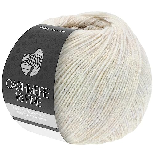 LANA GROSSA Cashmere 16 Fine | Kettengarn aus Kaschmir- und Merinowolle | Handstrickgarn aus 80% Schurwolle (Merino extrafine), 10% Kaschmir & Polyamid | 50g Wolle zum Stricken & Häkeln | 320m Garn von Lana Grossa