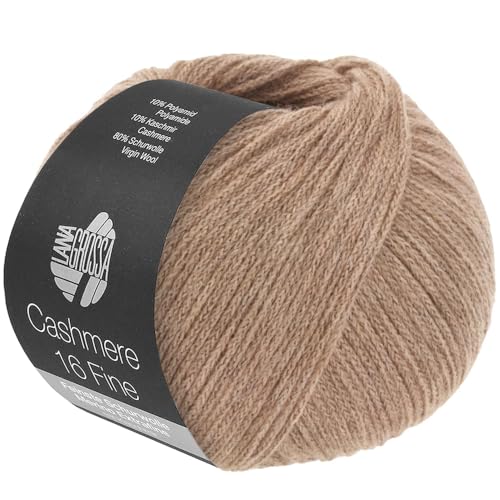 LANA GROSSA Cashmere 16 Fine | Kettengarn aus Kaschmir- und Merinowolle | Handstrickgarn aus 80% Schurwolle (Merino extrafine), 10% Kaschmir & Polyamid | 50g Wolle zum Stricken & Häkeln | 320m Garn von Lana Grossa