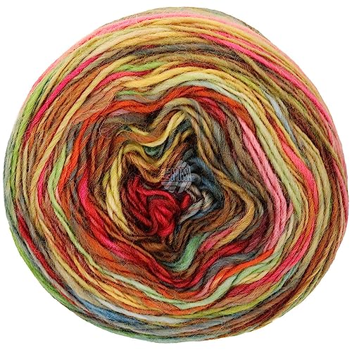 LANA GROSSA Colorissimo | Farbenfrohes Merino-Dochtgarn | Handstrickgarn aus 100% Schurwolle (Merino extrafein) | 100g Wolle zum Stricken & Häkeln | 300m Garn von Lana Grossa