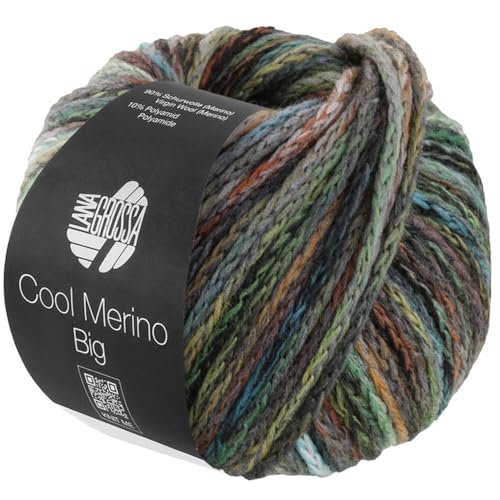 LANA GROSSA Cool Merino Big Color | Voluminöses Kettengarn aus klassischer Merinowolle | Handstrickgarn aus 90% Schurwolle (Merino) & 10% Polyamid | 50g Wolle zum Stricken & Häkeln | 90m Garn von Lana Grossa