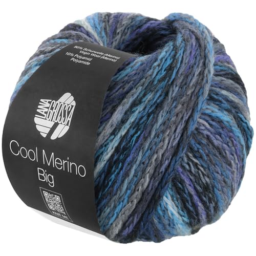 LANA GROSSA Cool Merino Big Color | Voluminöses Kettengarn aus klassischer Merinowolle | Handstrickgarn aus 90% Schurwolle (Merino) & 10% Polyamid | 50g Wolle zum Stricken & Häkeln | 90m Garn von Lana Grossa