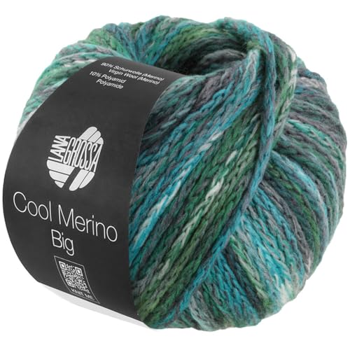 LANA GROSSA Cool Merino Big Color | Voluminöses Kettengarn aus klassischer Merinowolle | Handstrickgarn aus 90% Schurwolle (Merino) & 10% Polyamid | 50g Wolle zum Stricken & Häkeln | 90m Garn von Lana Grossa