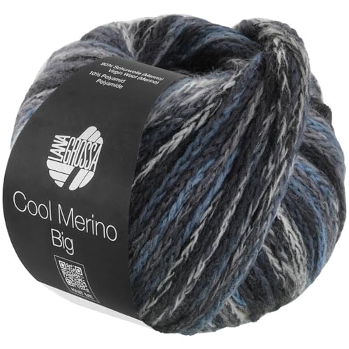 LANA GROSSA Cool Merino Big Color | Voluminöses Kettengarn aus klassischer Merinowolle | Handstrickgarn aus 90% Schurwolle (Merino) & 10% Polyamid | 50g Wolle zum Stricken & Häkeln | 90m Garn von Lana Grossa