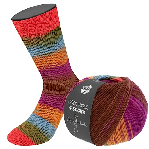 LANA GROSSA Cool Wool 4 Socks Print | Bedrucktes Merino-Sockengarn aus mehrfach verzwirnten Einzelfäden | Handstrickgarne aus 75% Schurwolle (Merino) | 100g Wolle zum Stricken & Häkeln | 420m Garn von Lana Grossa