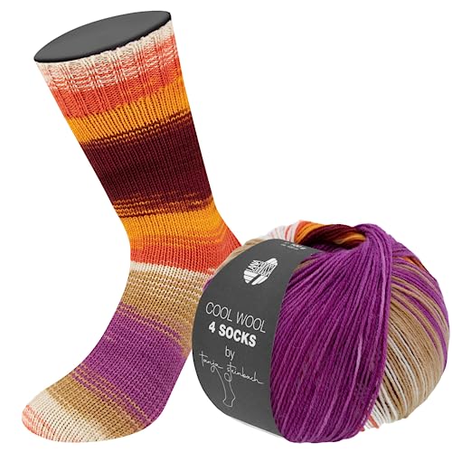 LANA GROSSA Cool Wool 4 Socks Print | Bedrucktes Merino-Sockengarn aus mehrfach verzwirnten Einzelfäden | Handstrickgarne aus 75% Schurwolle (Merino) | 100g Wolle zum Stricken & Häkeln | 420m Garn von Lana Grossa