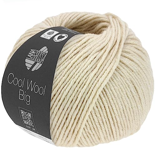 LANA GROSSA Cool Wool Big Melange | Extrafeine Merinowolle waschmaschinenfest und filzfrei | Handstrickgarn aus 100% Schurwolle (Merino) | 50g Wolle zum Stricken & Häkeln | 120m Garn von Lana Grossa