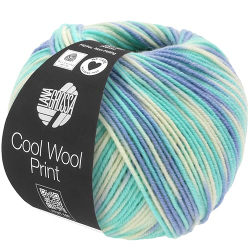 LANA GROSSA Cool Wool Print | Extrafeine Merinowolle waschmaschinenfest und filzfrei | Handstrickgarn aus 100% Schurwolle (Merino extrafein) | 50g Wolle zum Stricken & Häkeln | 160m Garn von Lana Grossa