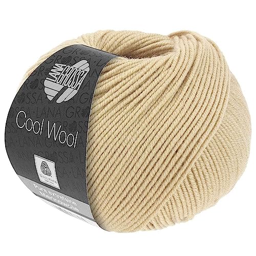 LANA GROSSA Cool Wool Uni | Extrafeine Merinowolle waschmaschinenfest und filzfrei | Handstrickgarn aus 100% Schurwolle (Merino extrafein) | 50g Wolle zum Stricken & Häkeln | 160m Garn von Lana Grossa