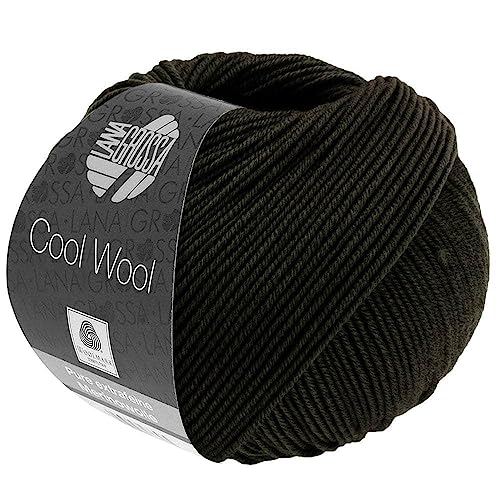 LANA GROSSA Cool Wool Uni | Extrafeine Merinowolle waschmaschinenfest und filzfrei | Handstrickgarn aus 100% Schurwolle (Merino extrafein) | 50g Wolle zum Stricken & Häkeln | 160m Garn von Lana Grossa