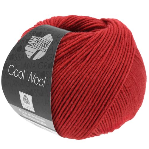 LANA GROSSA Cool Wool Uni | Extrafeine Merinowolle waschmaschinenfest und filzfrei | Handstrickgarn aus 100% Schurwolle (Merino extrafein) | 50g Wolle zum Stricken & Häkeln | 160m Garn von Lana Grossa