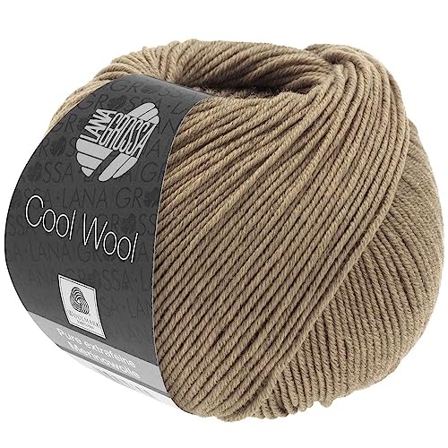 LANA GROSSA Cool Wool Uni | Extrafeine Merinowolle waschmaschinenfest und filzfrei | Handstrickgarn aus 100% Schurwolle (Merino extrafein) | 50g Wolle zum Stricken & Häkeln | 160m Garn von Lana Grossa