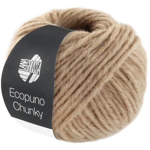 LANA GROSSA Ecopuno Chunky | Superleichtes, flauschiges Effektgarn mit Baby Alpaka | Handstrickgarn aus 33% Schurwolle (Merino) & 19% Alpaka Wolle | 50g Wolle zum Stricken & Häkeln | 70m Garn von Lana Grossa