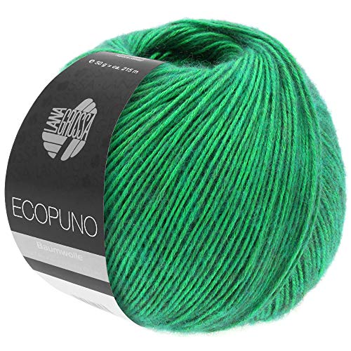 LANA GROSSA Ecopuno | Edle Netzgarnstruktur aus Baumwolle gefüllt mit Merino/Alpaka | Handstrickgarn aus 17% Schurwolle (Merino) & 11% Alpaka Wolle | 50g Wolle zum Stricken & Häkeln | 215m Garn von Lana Grossa