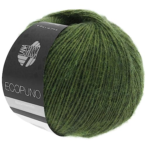 LANA GROSSA Ecopuno | Edle Netzgarnstruktur aus Baumwolle gefüllt mit Merino/Alpaka | Handstrickgarn aus 17% Schurwolle (Merino) & 11% Alpaka Wolle | 50g Wolle zum Stricken & Häkeln | 215m Garn von Lana Grossa