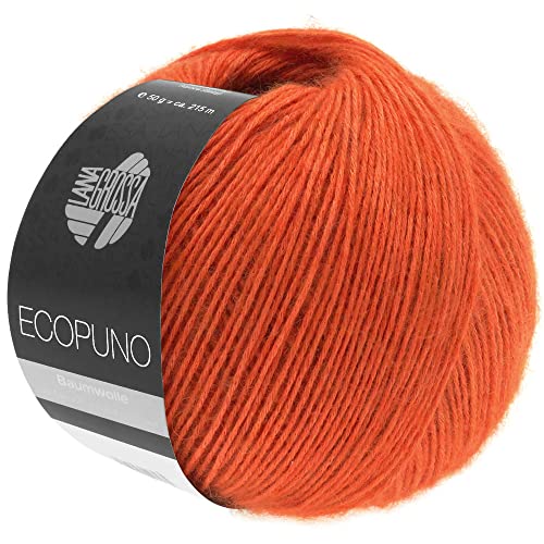 LANA GROSSA Ecopuno | Edle Netzgarnstruktur aus Baumwolle gefüllt mit Merino/Alpaka | Handstrickgarn aus 17% Schurwolle (Merino) & 11% Alpaka Wolle | 50g Wolle zum Stricken & Häkeln | 215m Garn von Lana Grossa