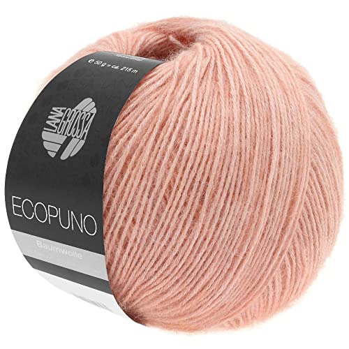 LANA GROSSA Ecopuno | Edle Netzgarnstruktur aus Baumwolle gefüllt mit Merino/Alpaka | Handstrickgarn aus 17% Schurwolle (Merino) & 11% Alpaka Wolle | 50g Wolle zum Stricken & Häkeln | 215m Garn von Lana Grossa