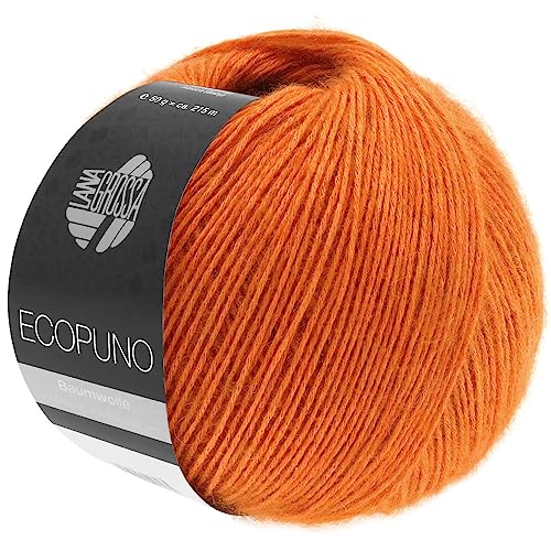 LANA GROSSA Ecopuno | Edle Netzgarnstruktur aus Baumwolle gefüllt mit Merino/Alpaka | Handstrickgarn aus 17% Schurwolle (Merino) & 11% Alpaka Wolle | 50g Wolle zum Stricken & Häkeln | 215m Garn von Lana Grossa