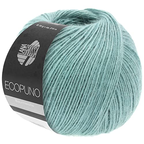 LANA GROSSA Ecopuno | Edle Netzgarnstruktur aus Baumwolle gefüllt mit Merino/Alpaka | Handstrickgarn aus 17% Schurwolle (Merino) & 11% Alpaka Wolle | 50g Wolle zum Stricken & Häkeln | 215m Garn von Lana Grossa