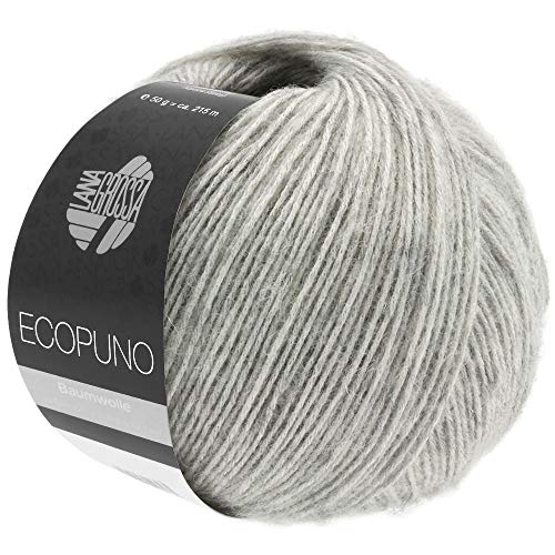 LANA GROSSA Ecopuno | Edle Netzgarnstruktur aus Baumwolle gefüllt mit Merino/Alpaka | Handstrickgarn aus 17% Schurwolle (Merino) & 11% Alpaka Wolle | 50g Wolle zum Stricken & Häkeln | 215m Garn von Lana Grossa