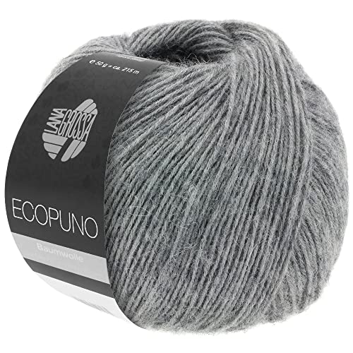 LANA GROSSA Ecopuno | Edle Netzgarnstruktur aus Baumwolle gefüllt mit Merino/Alpaka | Handstrickgarn aus 17% Schurwolle (Merino) & 11% Alpaka Wolle | 50g Wolle zum Stricken & Häkeln | 215m Garn von Lana Grossa