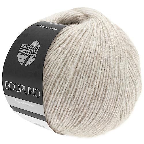 LANA GROSSA Ecopuno | Edle Netzgarnstruktur aus Baumwolle gefüllt mit Merino/Alpaka | Handstrickgarn aus 17% Schurwolle (Merino) & 11% Alpaka Wolle | 50g Wolle zum Stricken & Häkeln | 215m Garn von Lana Grossa