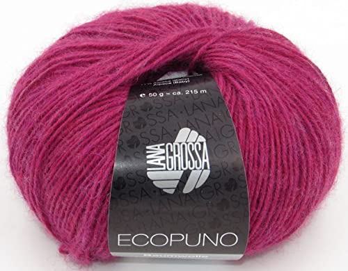 LANA GROSSA Ecopuno | Edle Netzgarnstruktur aus Baumwolle gefüllt mit Merino/Alpaka | Handstrickgarn aus 17% Schurwolle (Merino) & 11% Alpaka Wolle | 50g Wolle zum Stricken & Häkeln | 215m Garn von Lana Grossa