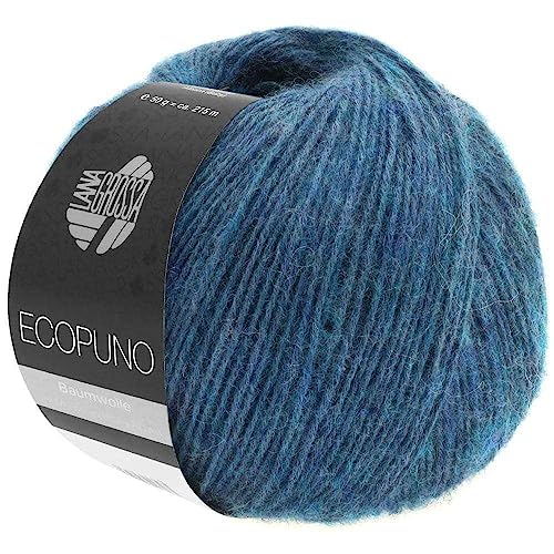 LANA GROSSA Ecopuno | Edle Netzgarnstruktur aus Baumwolle gefüllt mit Merino/Alpaka | Handstrickgarn aus 17% Schurwolle (Merino) & 11% Alpaka Wolle | 50g Wolle zum Stricken & Häkeln | 215m Garn von Lana Grossa