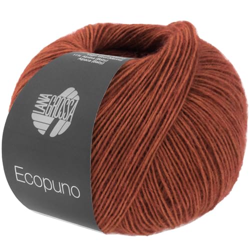 LANA GROSSA Ecopuno | Edle Netzgarnstruktur aus Baumwolle gefüllt mit Merino/Alpaka | Handstrickgarn aus 17% Schurwolle (Merino) & 11% Alpaka Wolle | 50g Wolle zum Stricken & Häkeln | 215m Garn von Lana Grossa