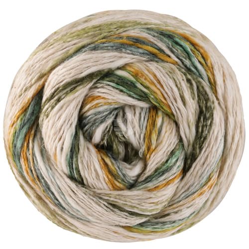 LANA GROSSA Gomitolo Hippie | Baumwoll-Leinengarn mit Hanffasern und Effektstreifen-Druck | Handstrickgarn aus 66% Baumwolle, 30% Hanf & 4% Leinen |100g Wolle zum Stricken & Häkeln | 300m Garn von Lana Grossa