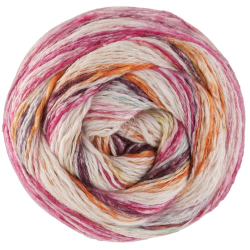 LANA GROSSA Gomitolo Hippie | Baumwoll-Leinengarn mit Hanffasern und Effektstreifen-Druck | Handstrickgarn aus 66% Baumwolle, 30% Hanf & 4% Leinen |100g Wolle zum Stricken & Häkeln | 300m Garn von Lana Grossa