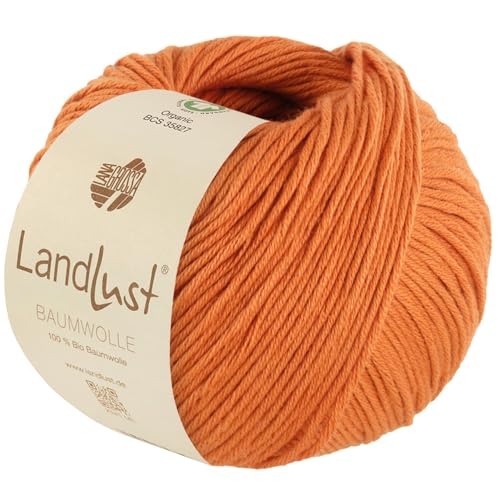 LANA GROSSA Landlust Baumwolle | Klassisches Bio-Baumwollgarn, Gots zertifiziert | Handstrickgarn aus 100% Baumwolle (Bio) | 50g Wolle zum Stricken & Häkeln | 115m Garn von Lana Grossa