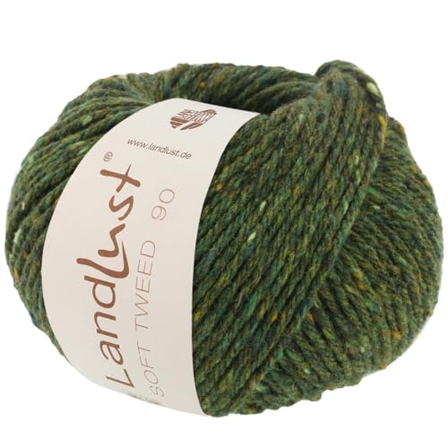 LANA GROSSA Landlust Soft Tweed 90 | Klassisch verzwirntes Tweedgarn aus Schurwolle mit mehrfarbigen Noppen | Handstrickgarn aus 100% Schurwolle (Merino) | 50g Wolle zum Stricken & Häkeln | 90m Garn von Lana Grossa