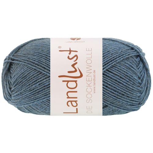 LandLust die Sockenwolle 50g Melange 4-Fach 1604 - Jeansblau meliert von Lana Grossa