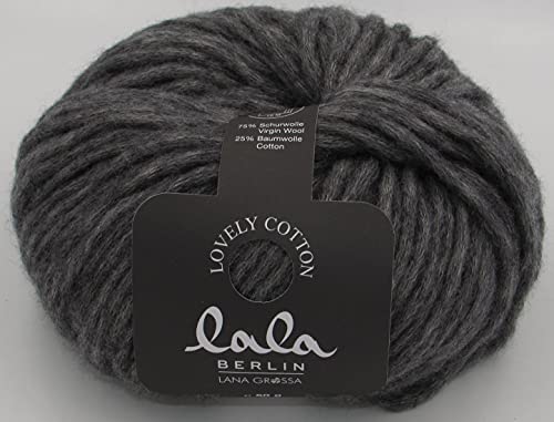 LANA GROSSA Lovely Cotton lala Berlin | Soffilo mit Baumwolle | Handstrickgarn aus 75% Schurwolle (Merino) & 25% Baumwolle | 50g Wolle zum Stricken & Häkeln | 90m Garn von Lana Grossa