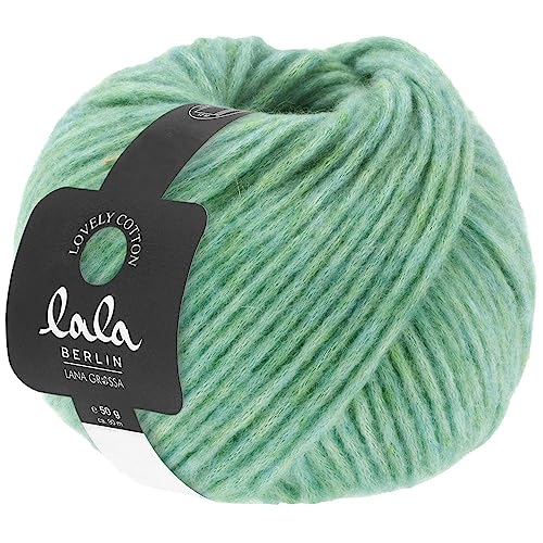LANA GROSSA Lovely Cotton lala Berlin | Soffilo mit Baumwolle | Handstrickgarn aus 75% Schurwolle (Merino) & 25% Baumwolle | 50g Wolle zum Stricken & Häkeln | 90m Garn von Lana Grossa