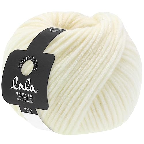 LANA GROSSA Lovely Cotton lala Berlin | Soffilo mit Baumwolle | Handstrickgarn aus 75% Schurwolle (Merino) & 25% Baumwolle | 50g Wolle zum Stricken & Häkeln | 90m Garn von Lana Grossa