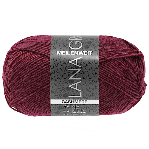 LANA GROSSA Meilenweit 50g Cashmere | Sockenklassiker, waschmaschinenfest | Handstrickgarn aus 70% Schurwolle (superwash), 25% Polyamid & 5% Kaschmir | 50g Wolle zum Stricken & Häkeln | 210m Garn von Lana Grossa